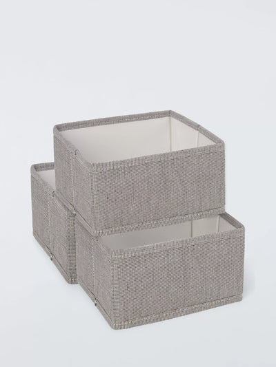 John Lewis John Lewis Storage Box Set of 3, Mid Grey- Buy online at McGrocer