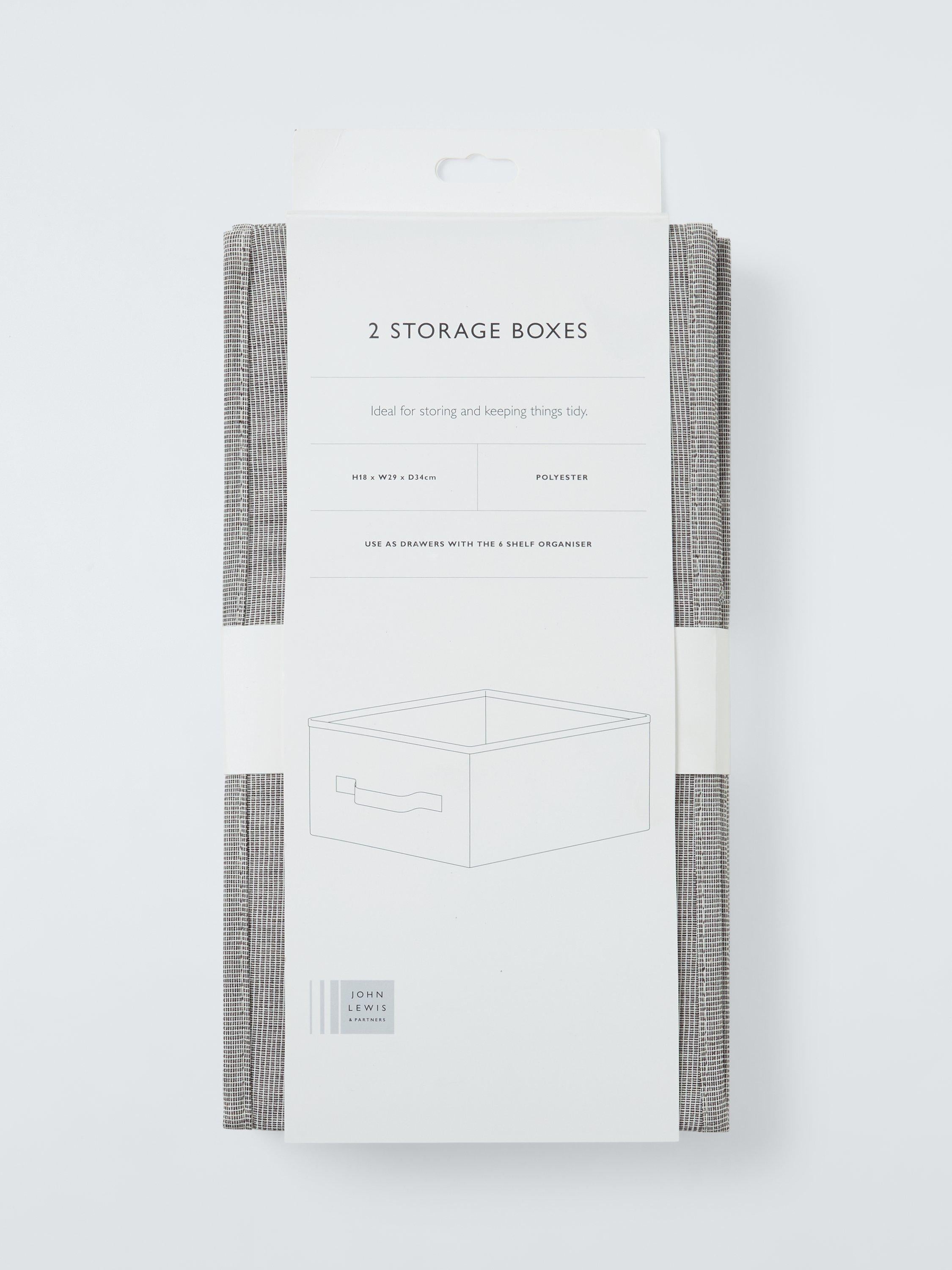 John Lewis storage boxes set of 2 mid grey, imported from the UK