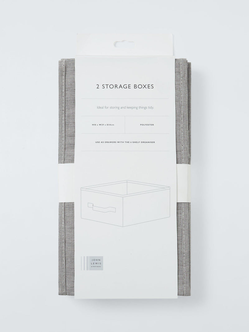 John Lewis storage boxes set of 2 mid grey, imported from the UK