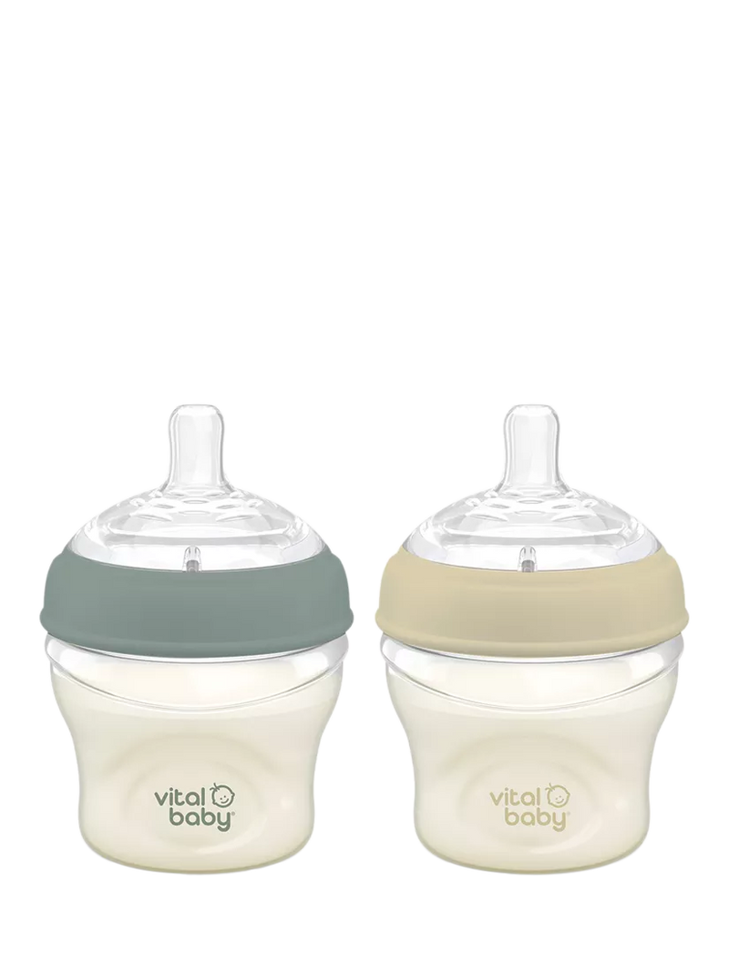 Vital Baby natural shape baby bottle with anti-colic valves, pack of 2, 150ml (British brand)