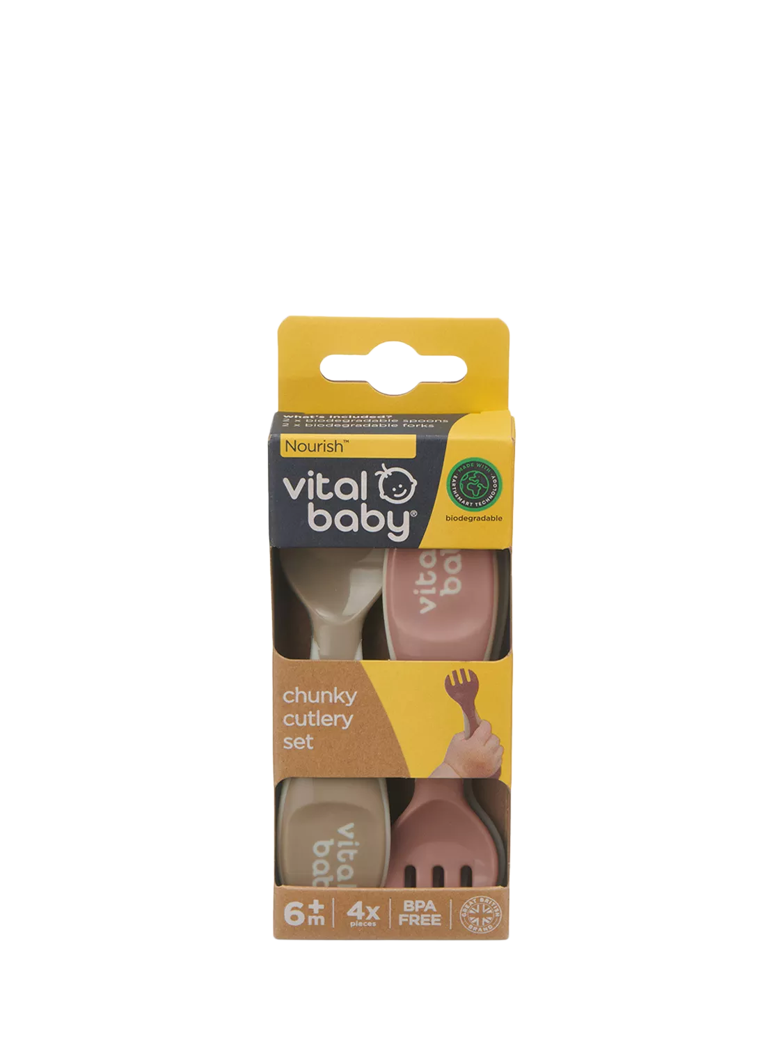 Vital Baby chunky cutlery set for babies, pack of 4 (British brand)