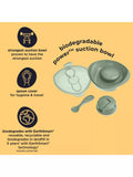Vital Baby suction bowl in Natural Moss with chunky spoon and lid (British brand)