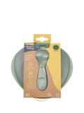 Vital Baby suction bowl in Natural Moss with chunky spoon and lid (British brand)