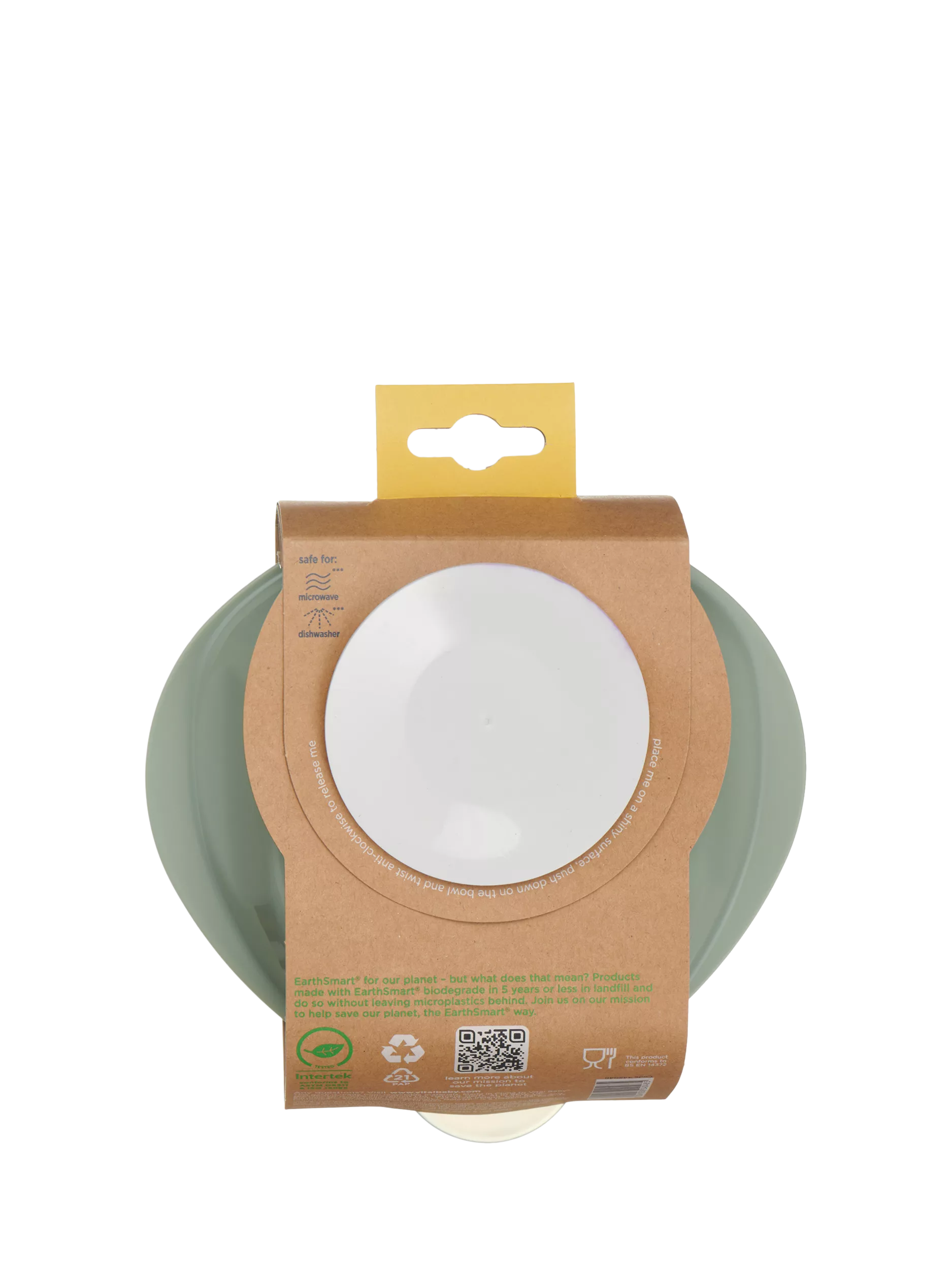 Vital Baby suction bowl in Natural Moss with chunky spoon and lid (British brand)
