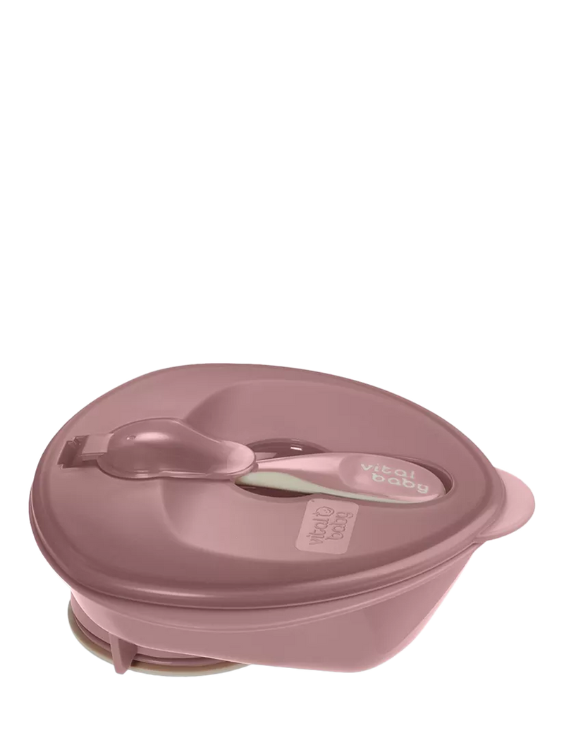 Vital Baby power suction bowl in natural berry for toddler feeding (British brand)