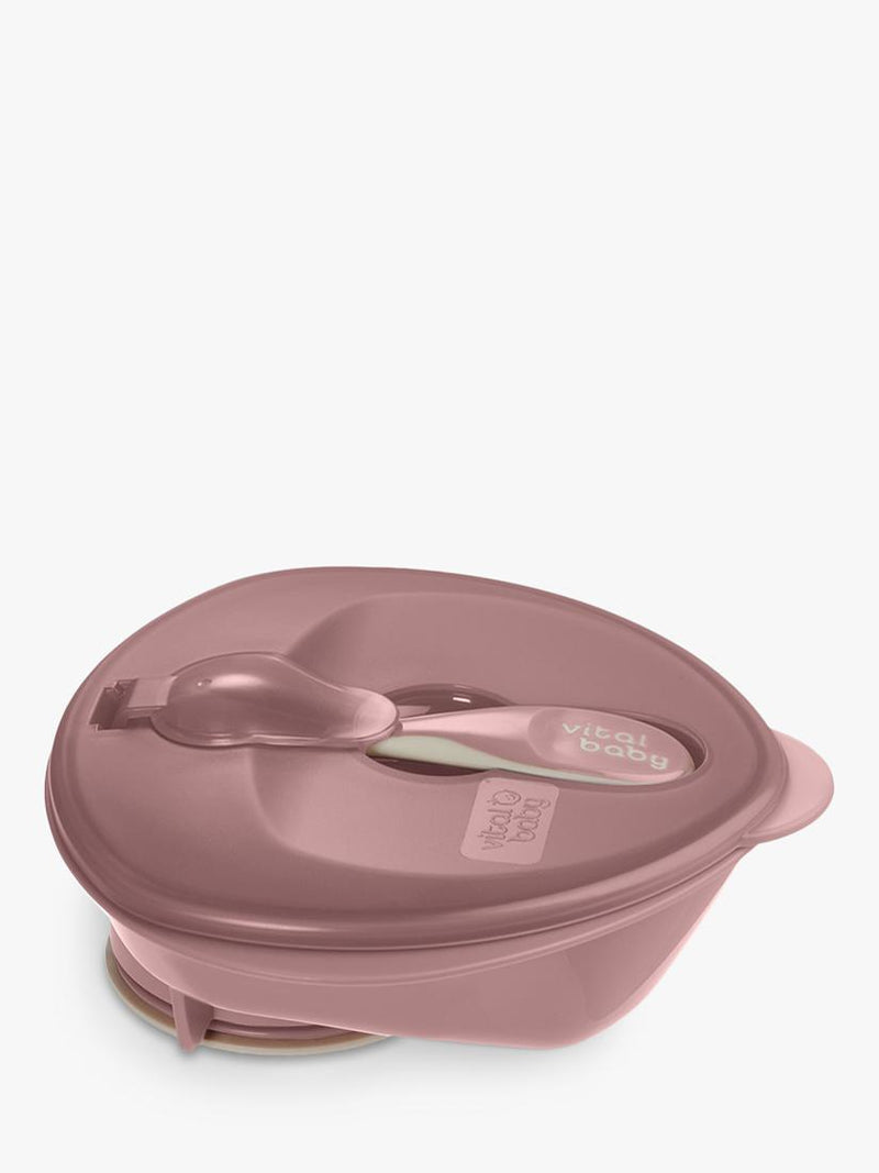 Vital Baby power suction bowl in natural berry for toddler feeding (British brand)