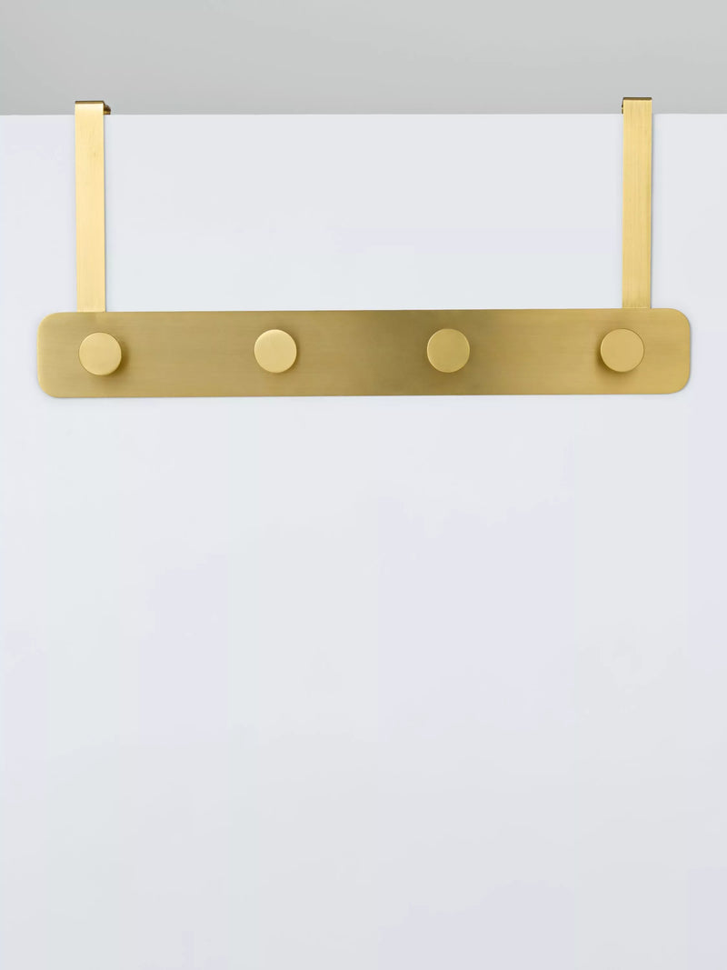 John Lewis Over The Door 4 Hook Hanging Rack, Gold