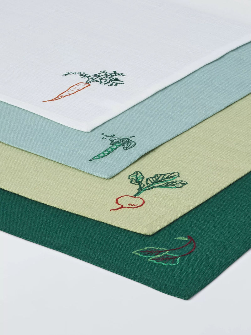 John Lewis X Deliciously Ella embroidered cotton napkins set of 4 (British brand)