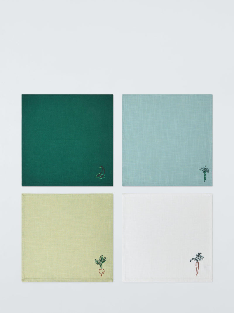 John Lewis X Deliciously Ella embroidered cotton napkins set of 4 (British brand)