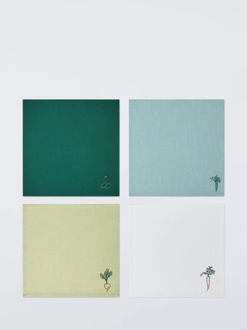John Lewis X Deliciously Ella embroidered cotton napkins set of 4 (British brand)