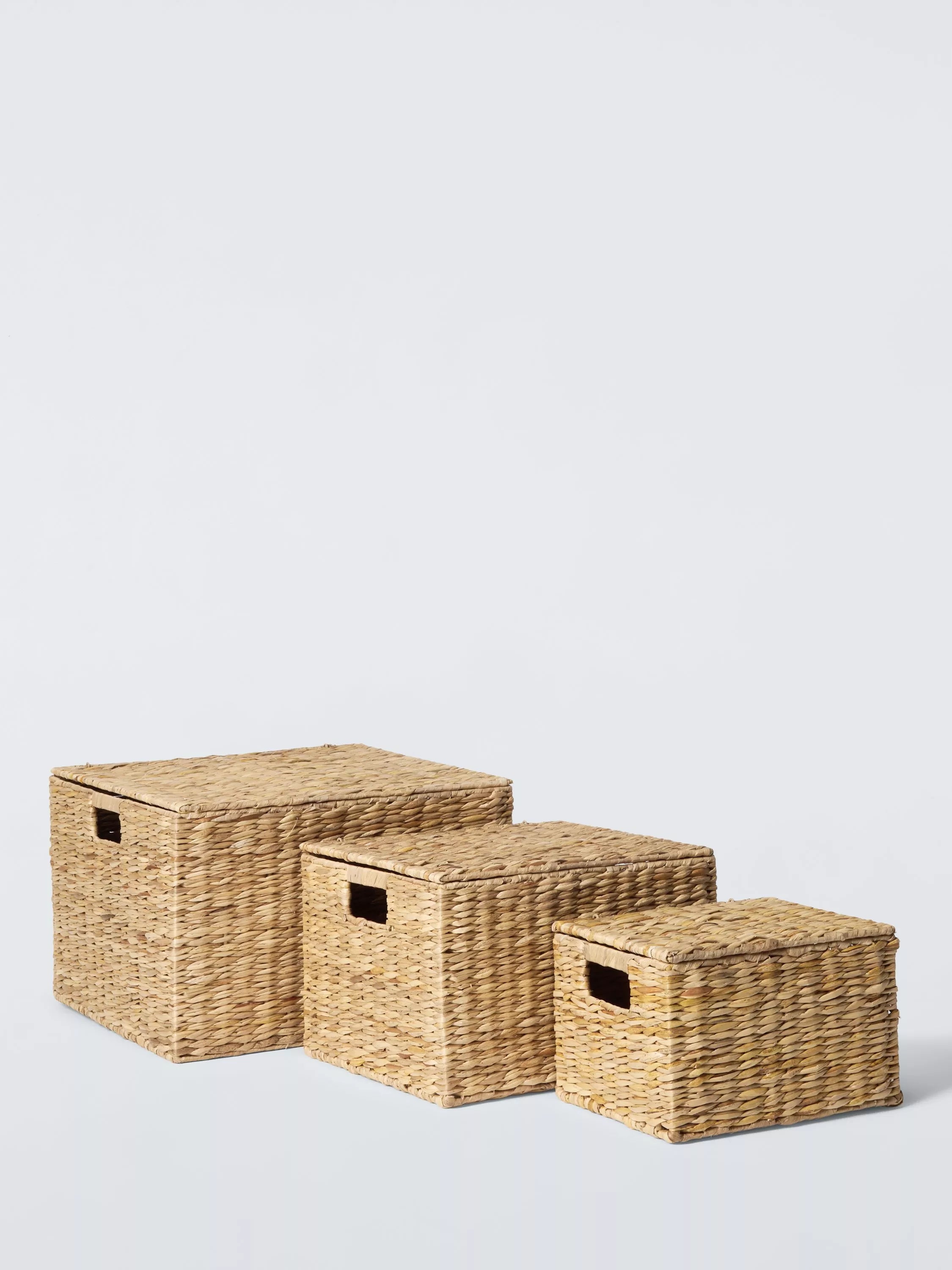 John Lewis Bulrush Nesting Lidded Storage Basket, Set of 3