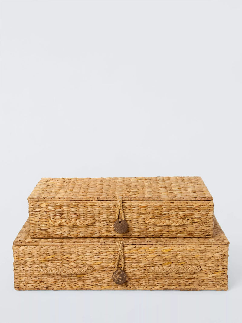John Lewis Bulrush lidded baskets set of 2 natural, UK version