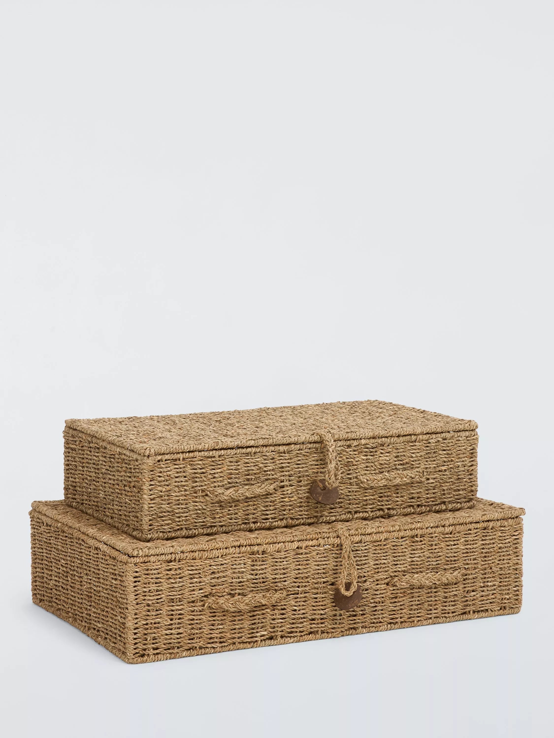 John Lewis seagrass lidded nesting baskets set of 2 natural - British product