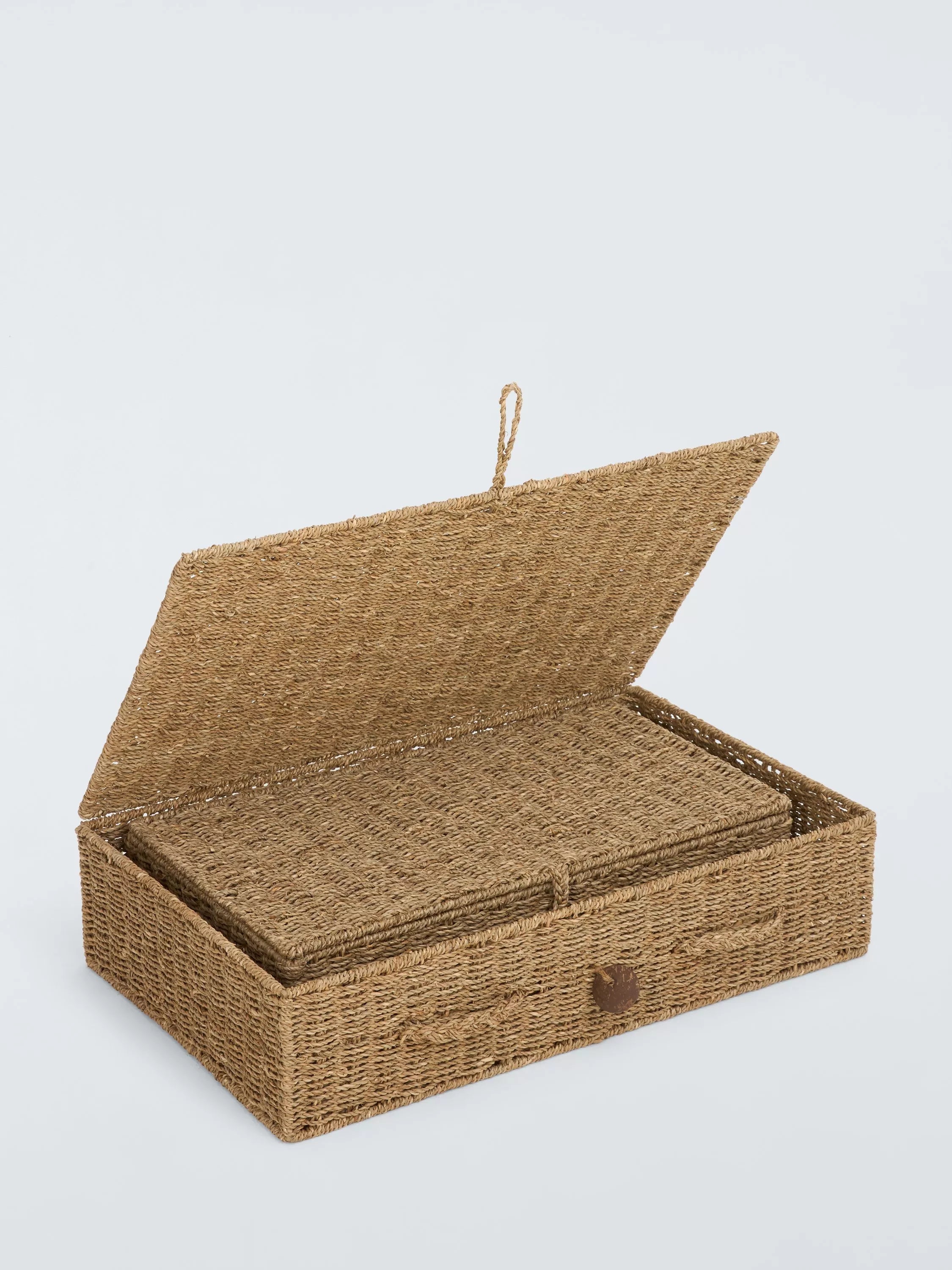 John Lewis seagrass lidded nesting baskets set of 2 natural - British product