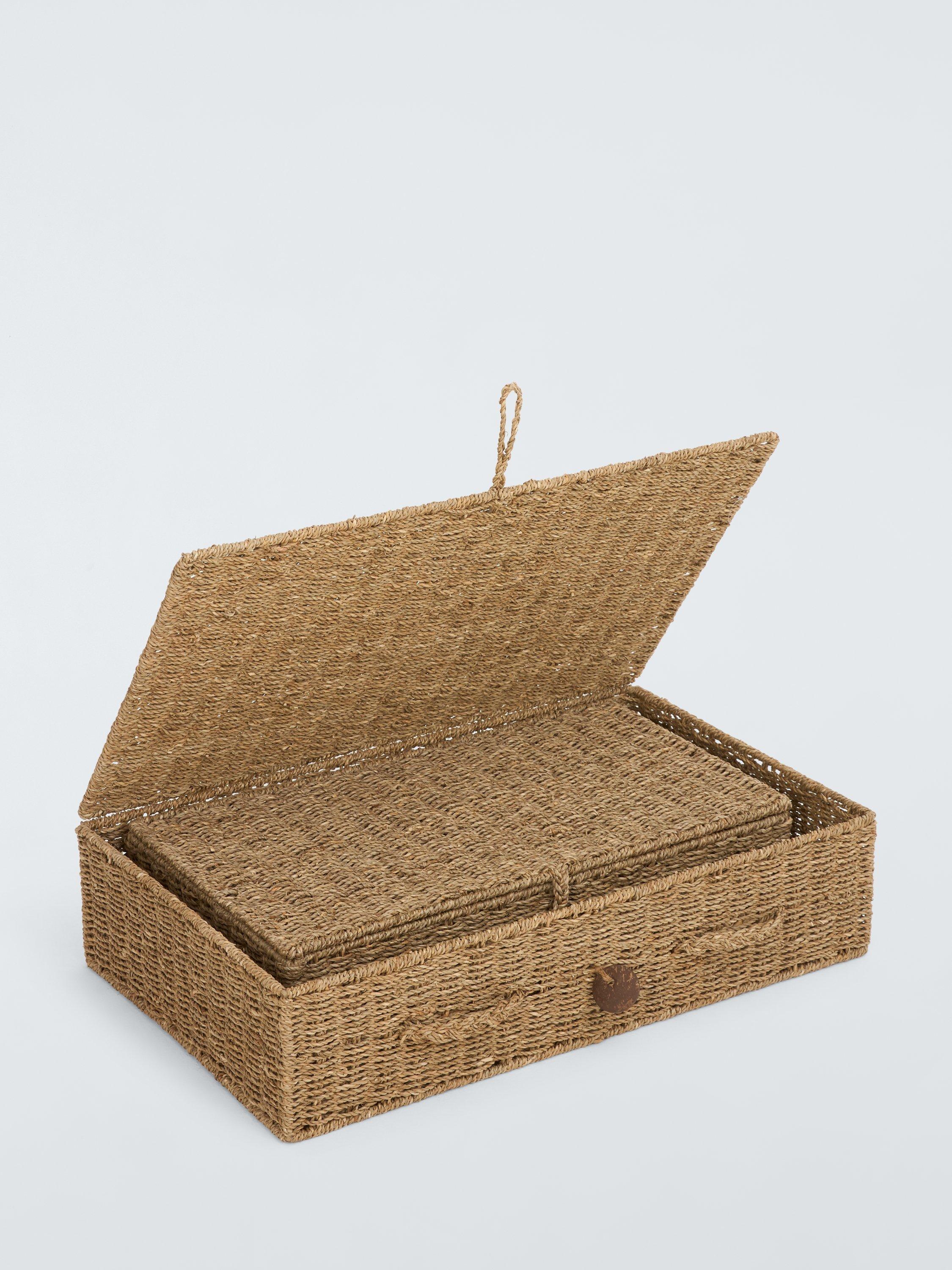 John Lewis seagrass lidded nesting baskets set of 2 natural - British product