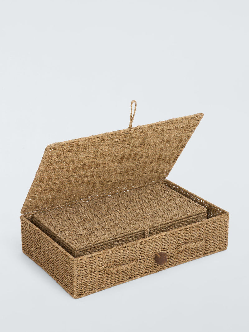 John Lewis seagrass lidded nesting baskets set of 2 natural - British product