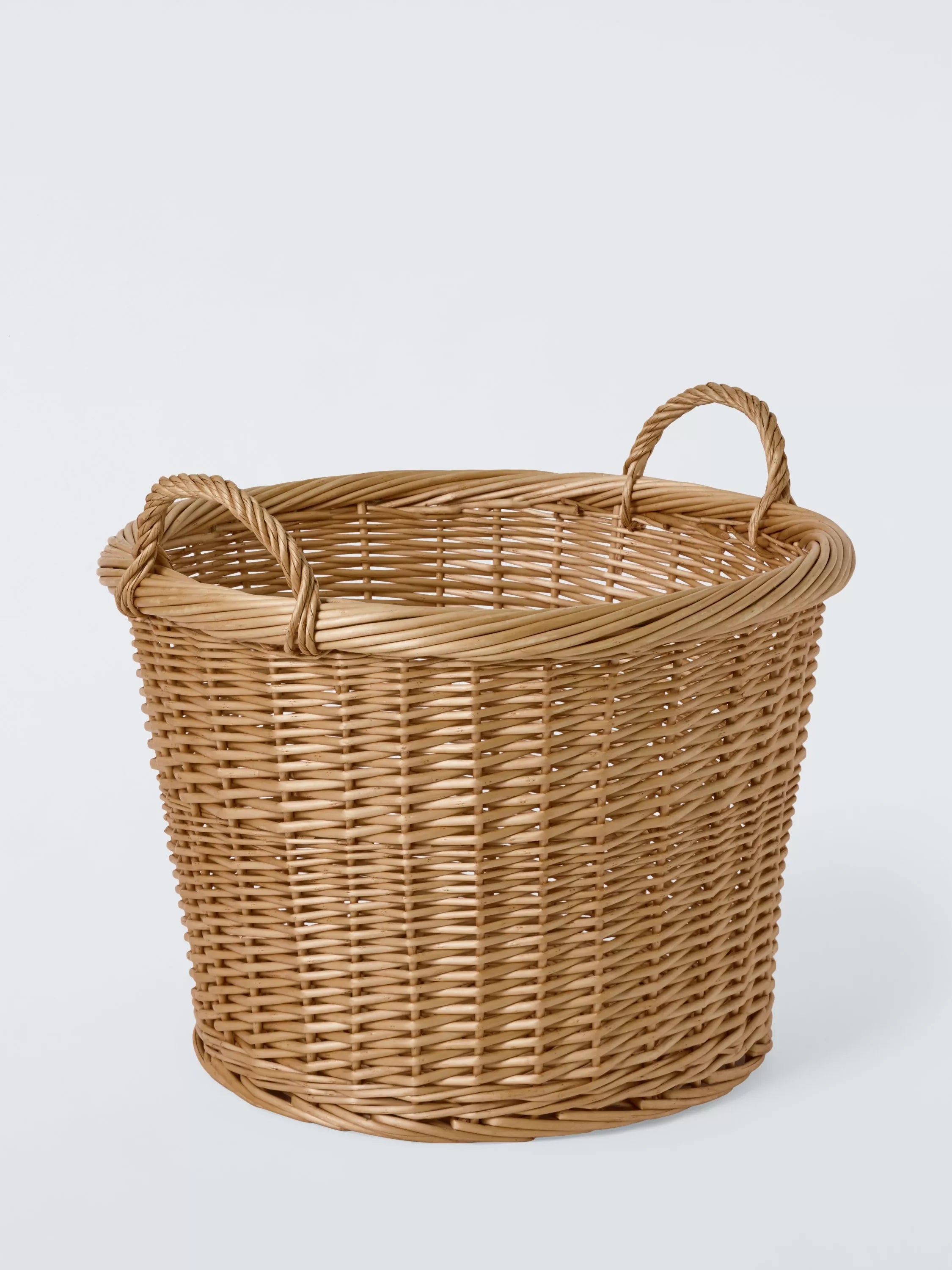 John Lewis woven willow round log basket light natural - British product