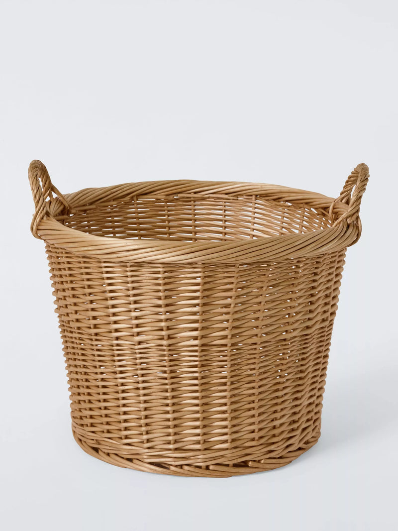 John Lewis woven willow round log basket light natural - British product