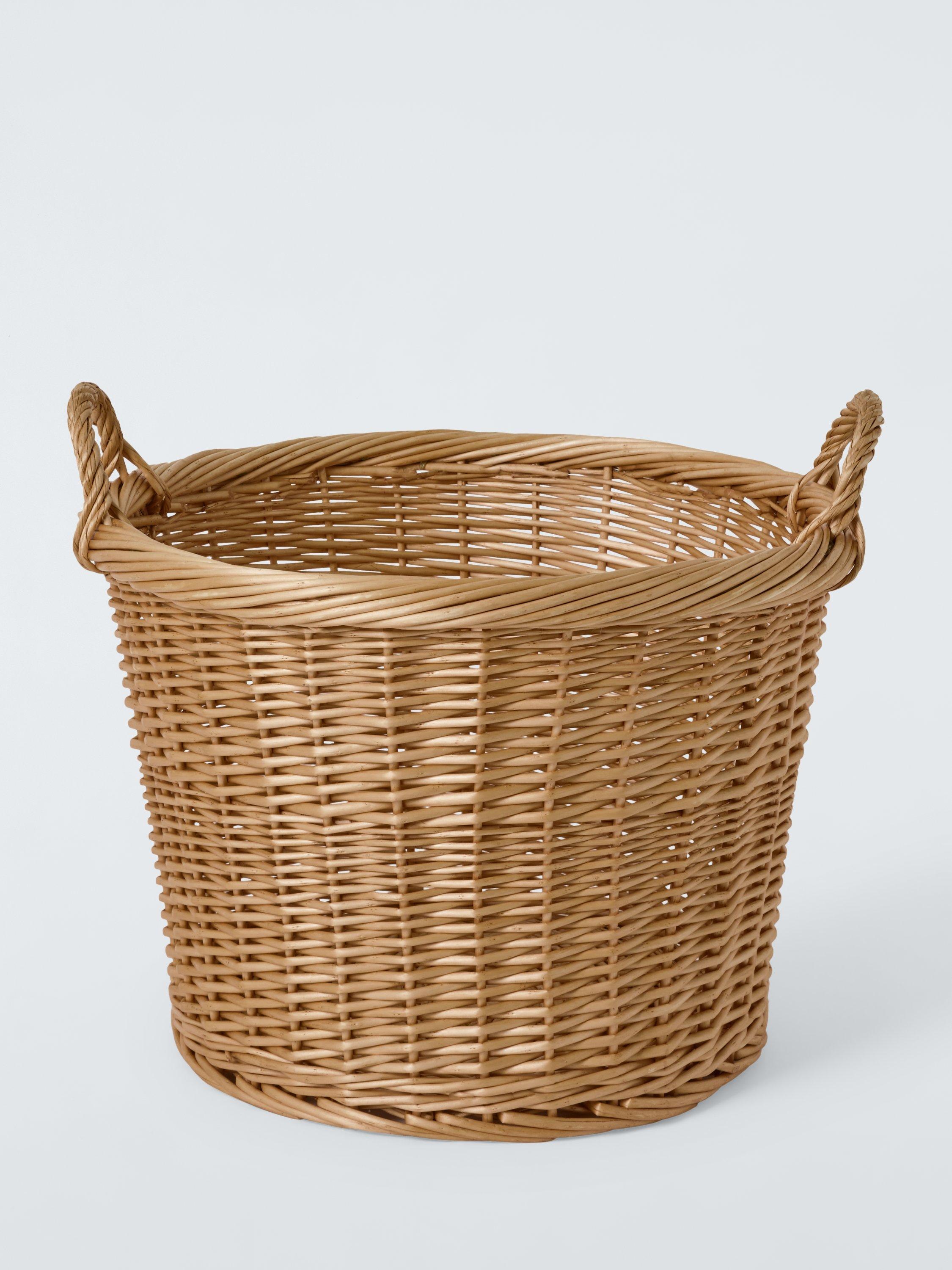 John Lewis woven willow round log basket light natural - British product