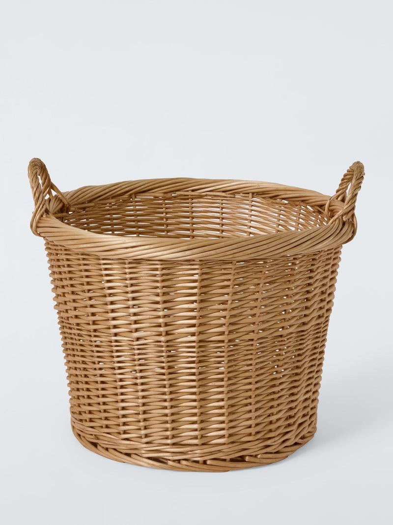 John Lewis woven willow round log basket light natural - British product