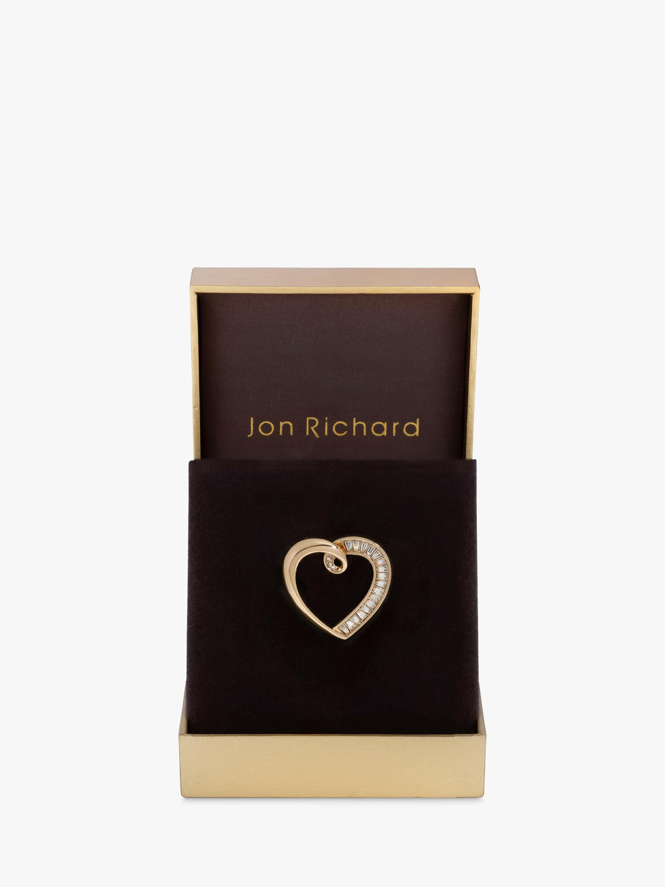 Heart-Shaped Gold-Plated Crystal Brooch in Gift Box