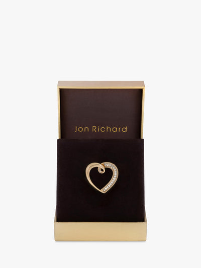 John Lewis Heart-Shaped Gold-Plated Crystal Brooch in Gift Box- Buy online at McGrocer