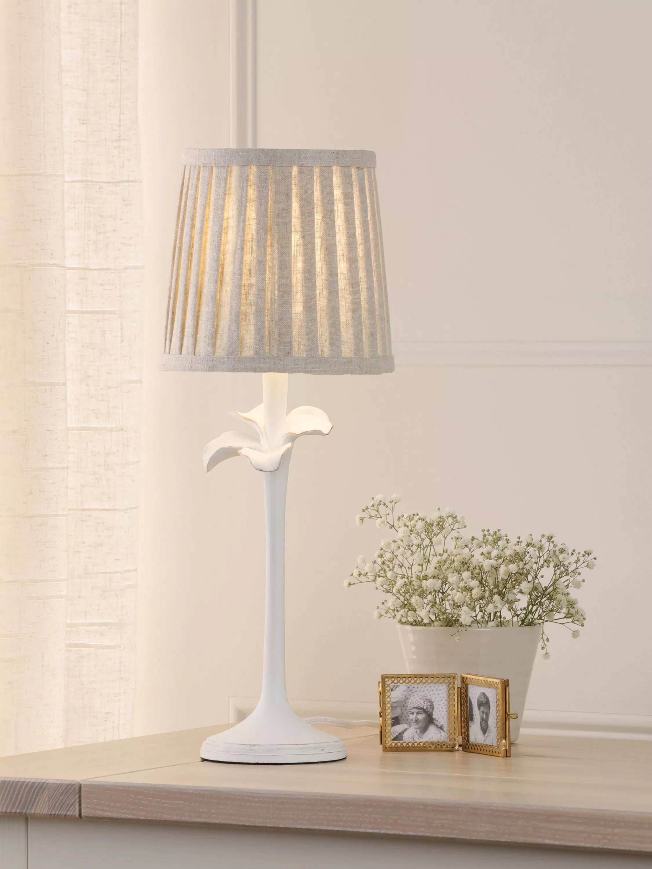 Laura Ashley Eleni table lamp white floral pleated shade (British brand)