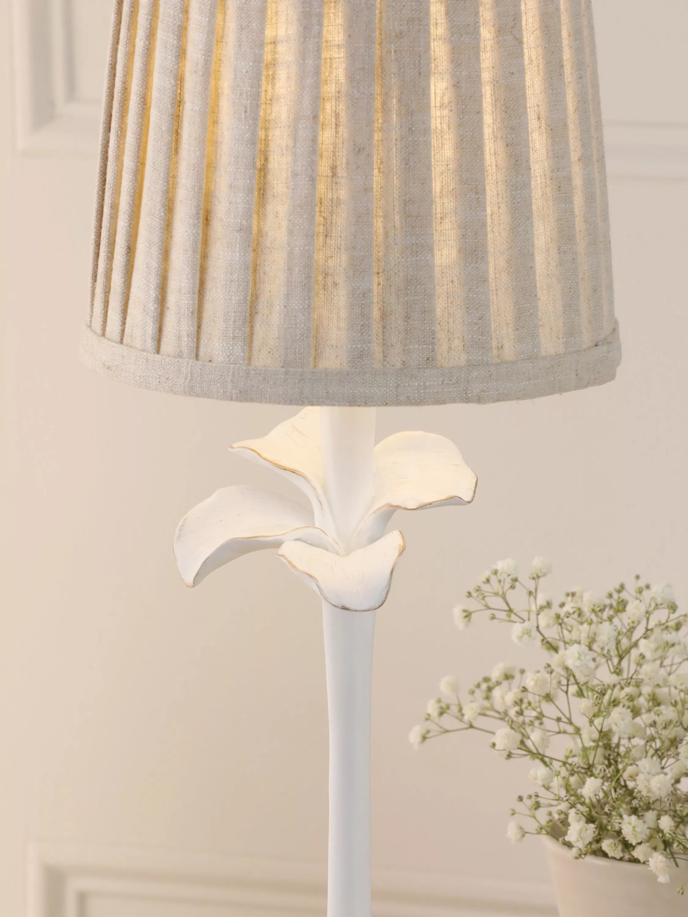 Laura Ashley Eleni table lamp white floral pleated shade (British brand)
