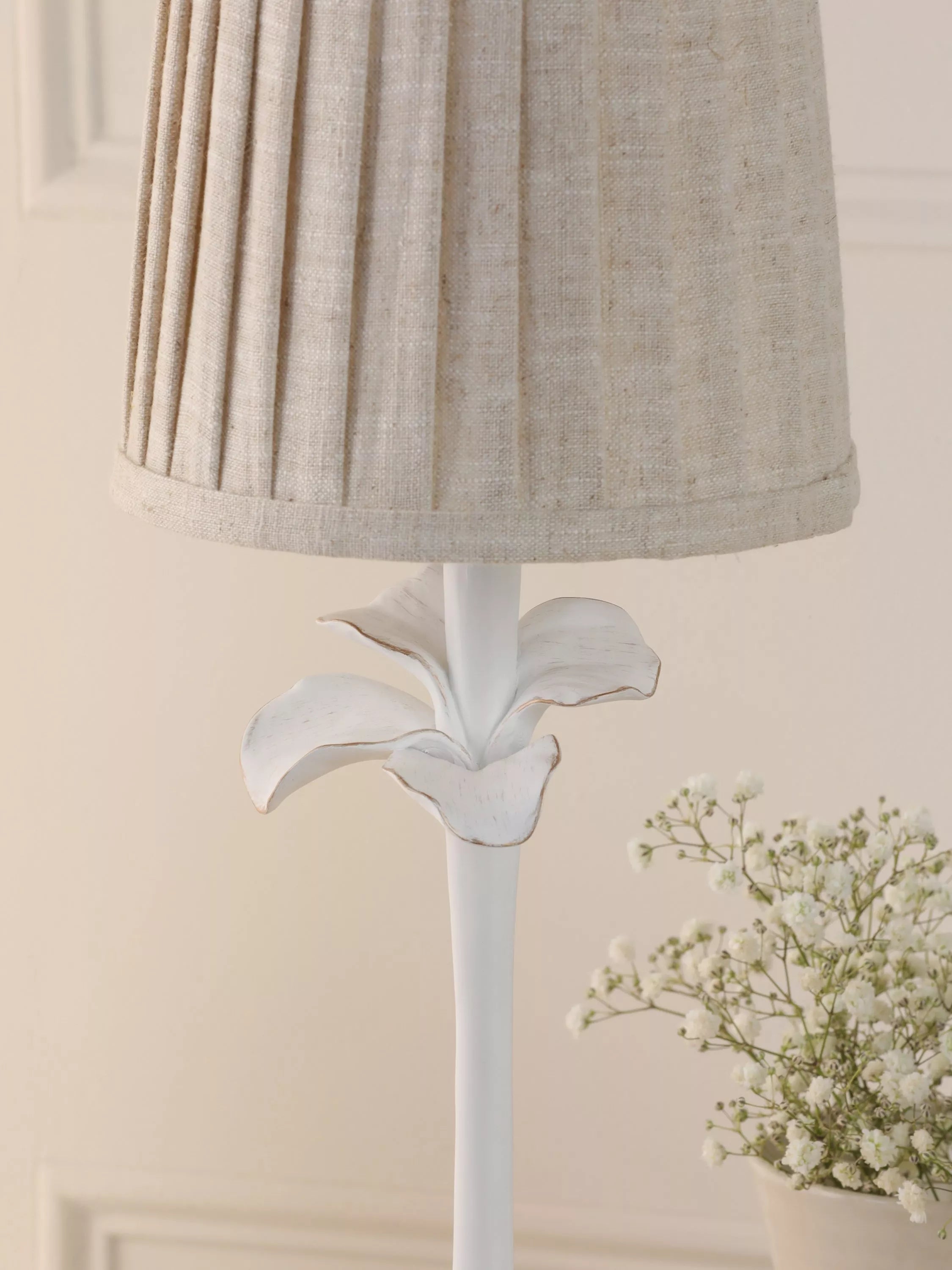 Laura Ashley Eleni table lamp white floral pleated shade (British brand)