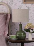 Laura Ashley Padley green glazed ceramic table lamp, imported from the UK
