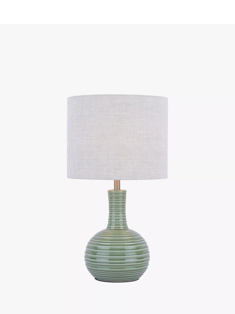 Laura Ashley Padley green glazed ceramic table lamp, imported from the UK