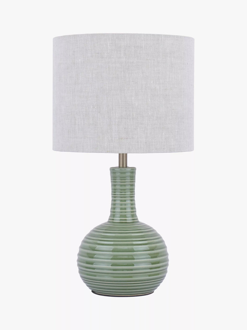 Laura Ashley Padley green glazed ceramic table lamp, imported from the UK