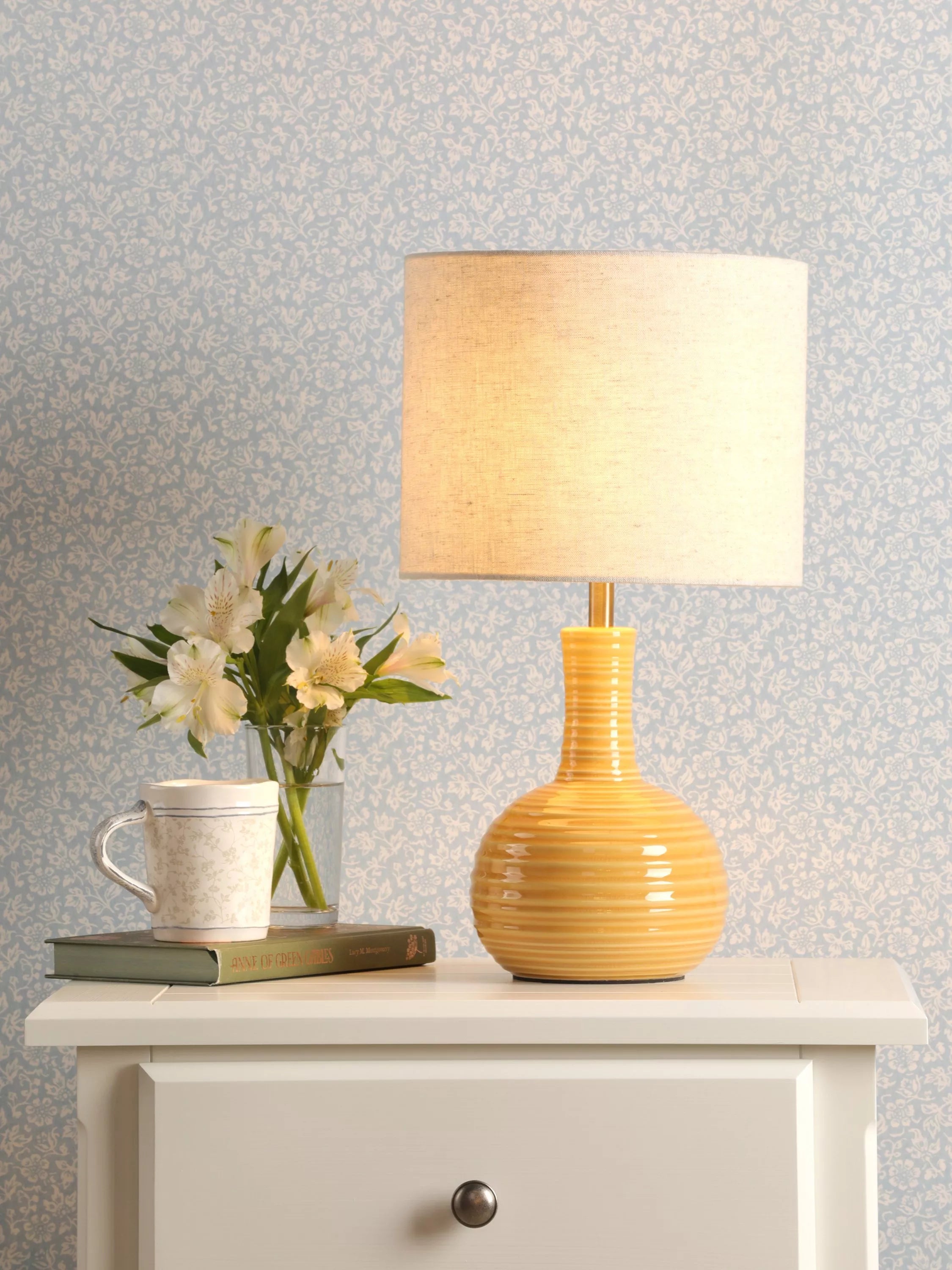 Laura Ashley Padley glazed ceramic table lamp ochre, UK version