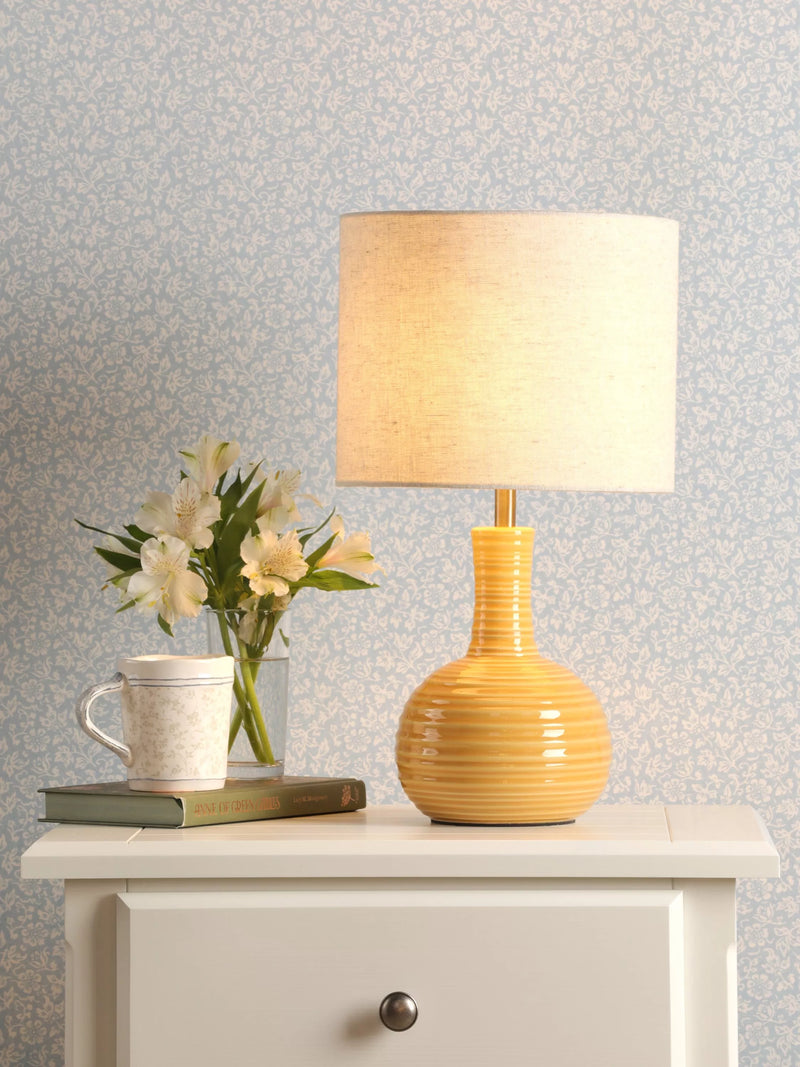Laura Ashley Padley glazed ceramic table lamp ochre, UK version