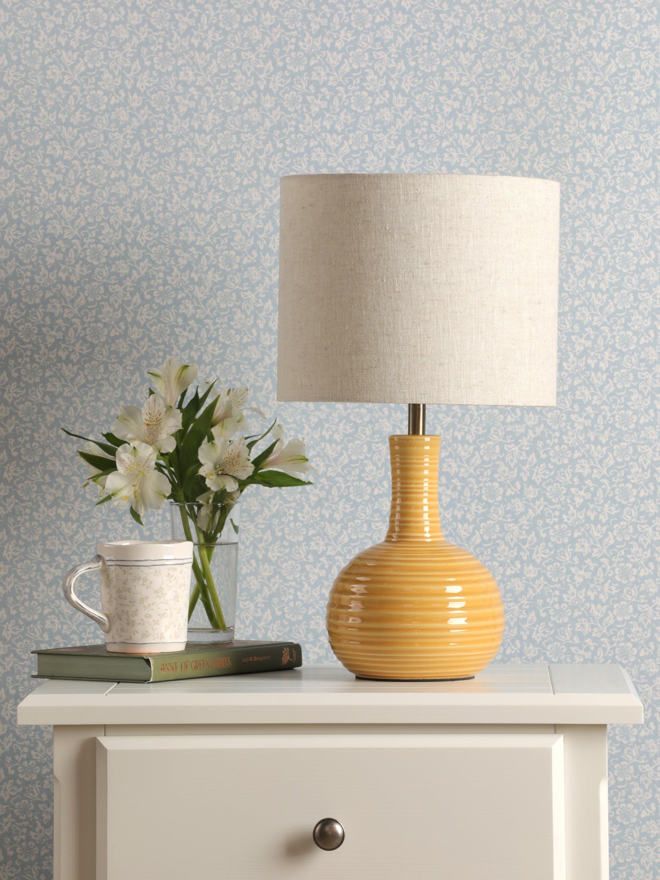 Laura Ashley Padley glazed ceramic table lamp ochre, UK version