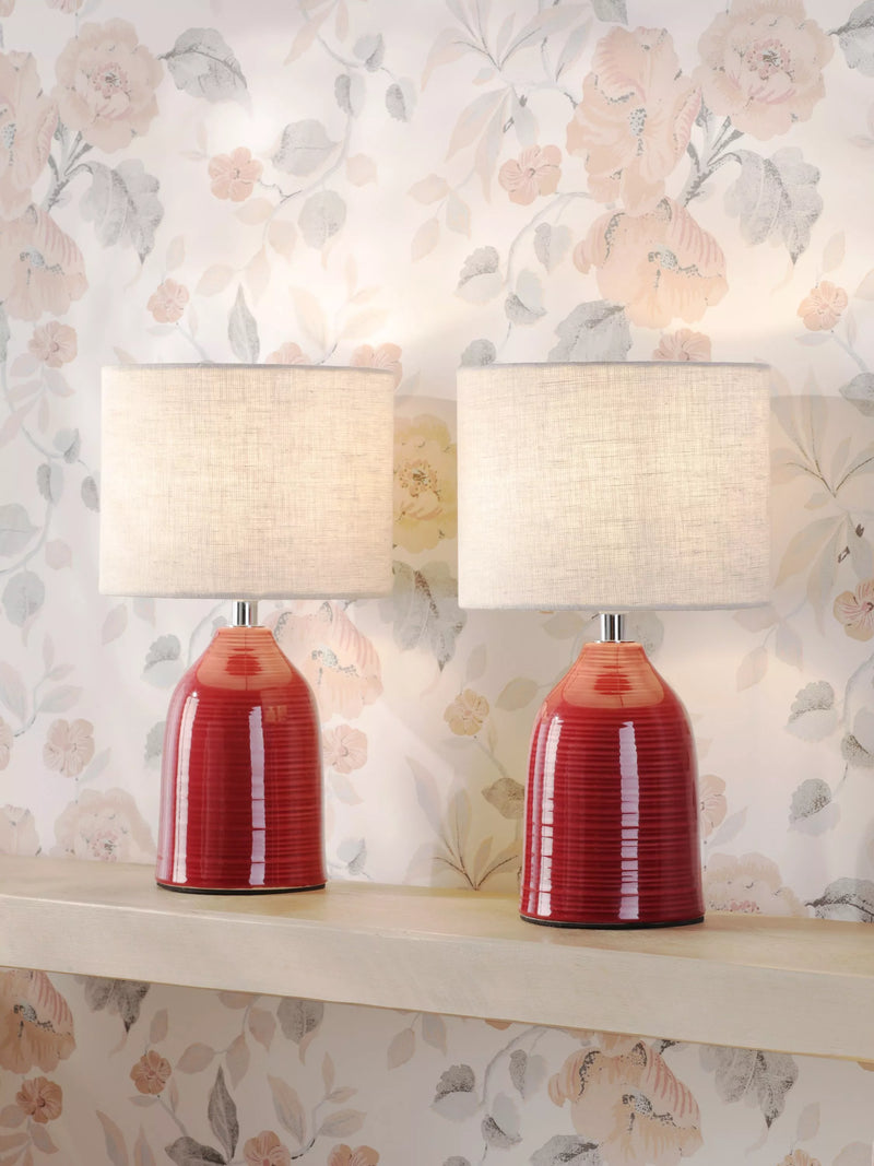 Laura Ashley Penny Ceramic Base Table Lamp, Set of 2