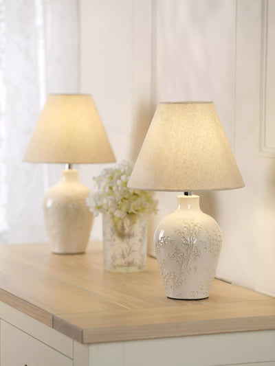 John Lewis Laura Ashley Pussy Willow Ceramic Table Lamp Set of 2 White- Buy online at McGrocer