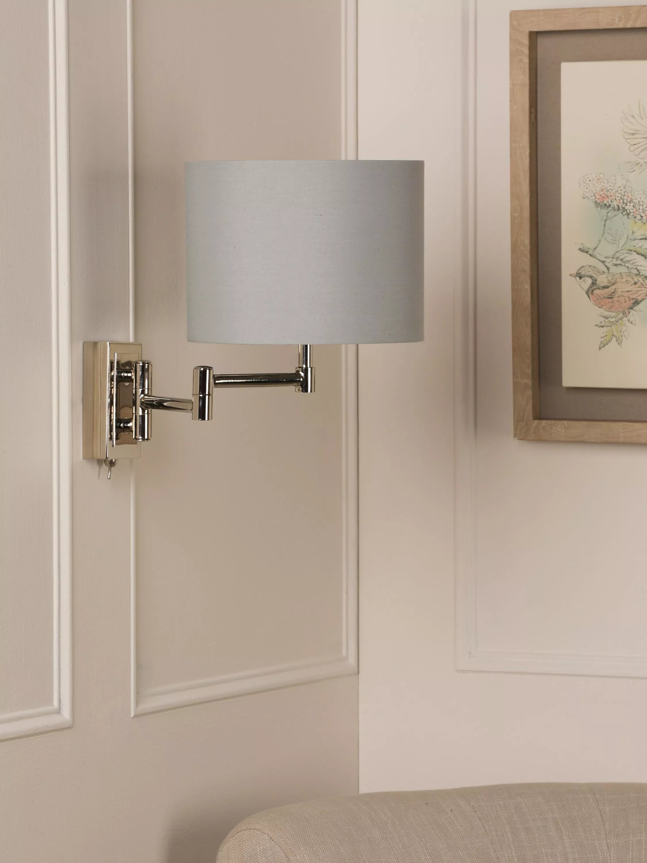 Laura Ashley swing arm wall light polished nickel, imported from the UK