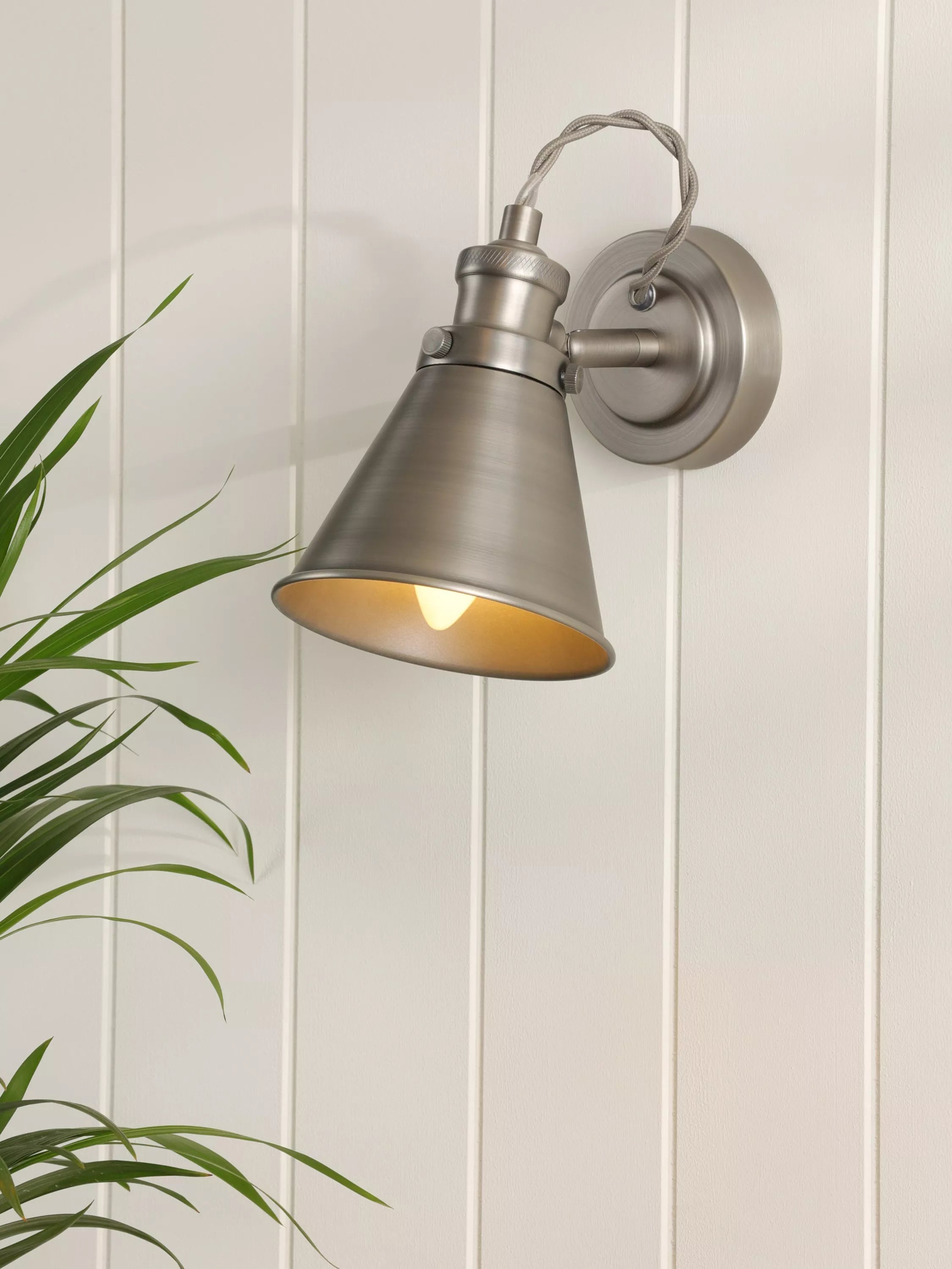 Laura Ashley Rufus single wall light Nickel, UK version