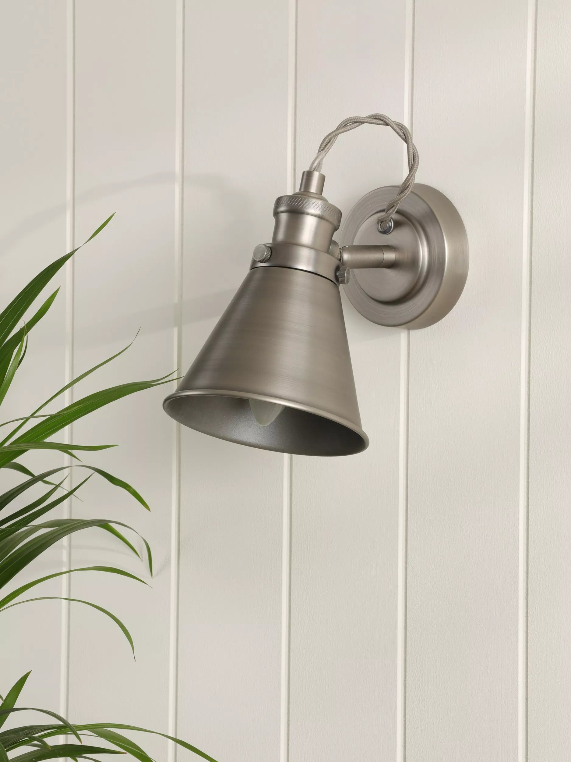 Laura Ashley Rufus single wall light Nickel, UK version