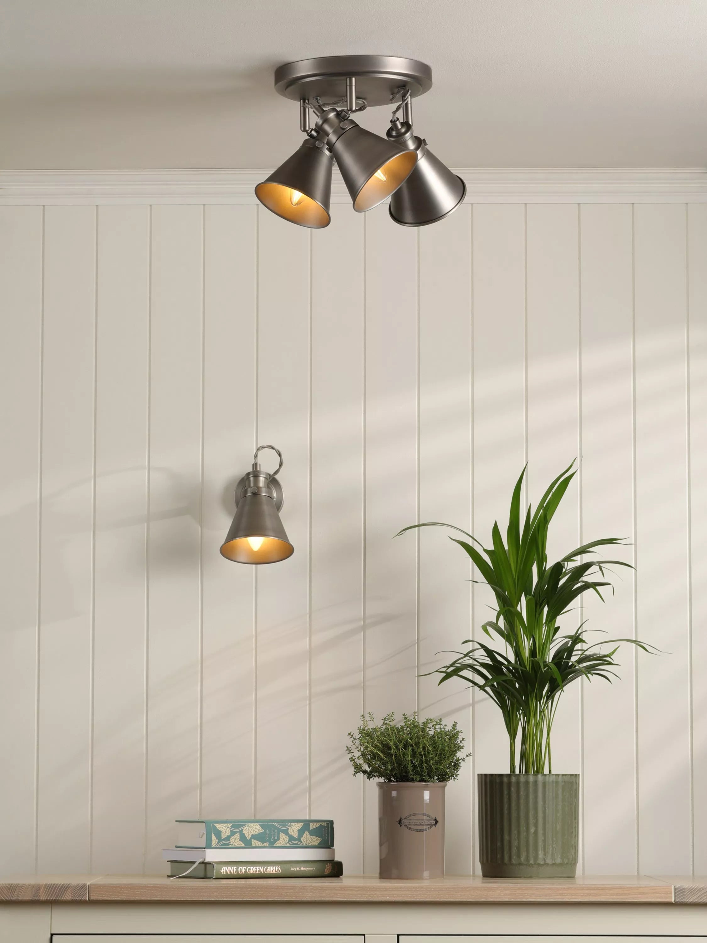Laura Ashley Rufus single wall light Nickel, UK version