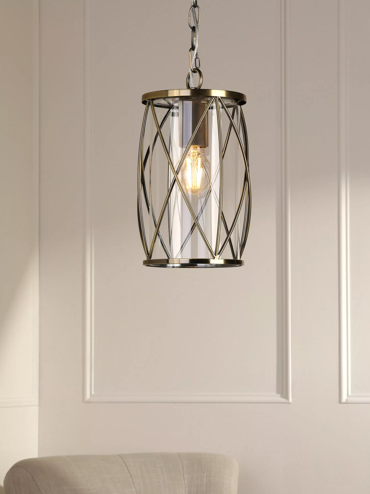 Laura Ashley Beckworth pendant ceiling light antique brass - British product