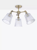 Laura Ashley Callaghan semi-flush ceiling light clear fluted glass antique brass, imported from the UK