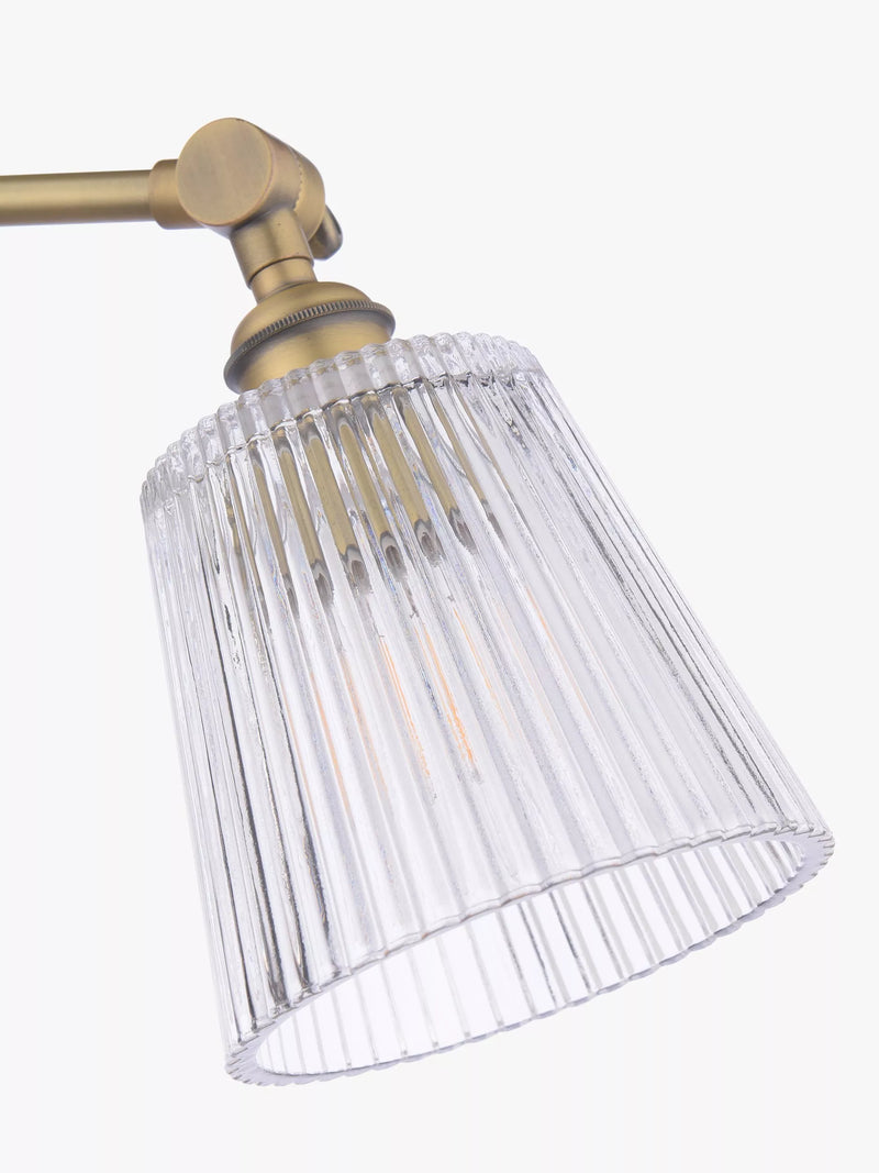 Laura Ashley Callaghan semi-flush ceiling light clear fluted glass antique brass, imported from the UK