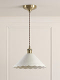 Laura Ashley pendant ceiling light white scalloped ceramic shade 29cm - British product