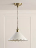 Laura Ashley pendant ceiling light white scalloped ceramic shade 29cm - British product