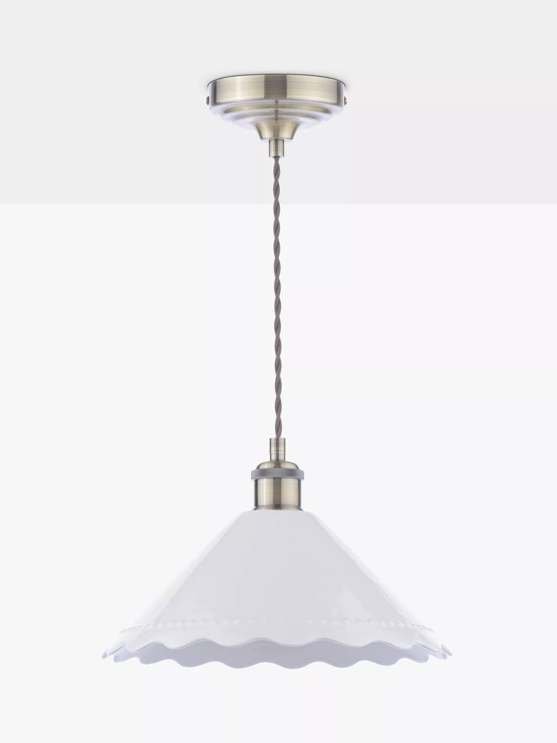 Laura Ashley pendant ceiling light white scalloped ceramic shade 29cm - British product