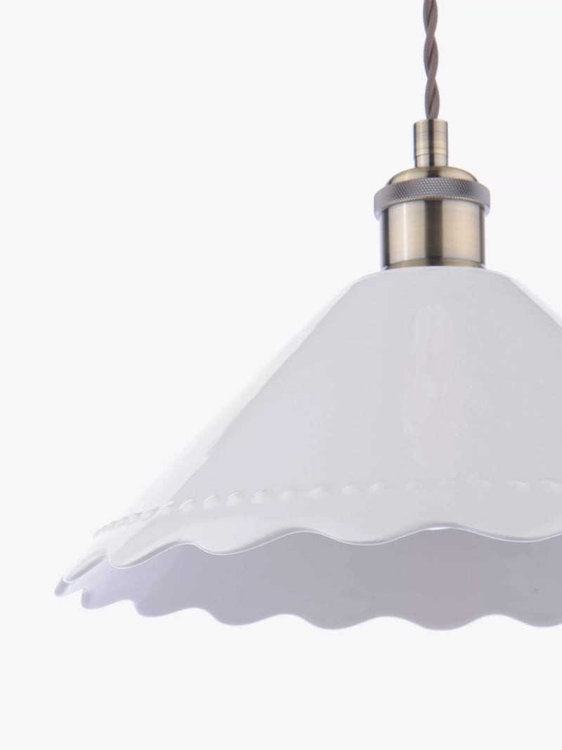 Laura Ashley pendant ceiling light white scalloped ceramic shade 29cm - British product