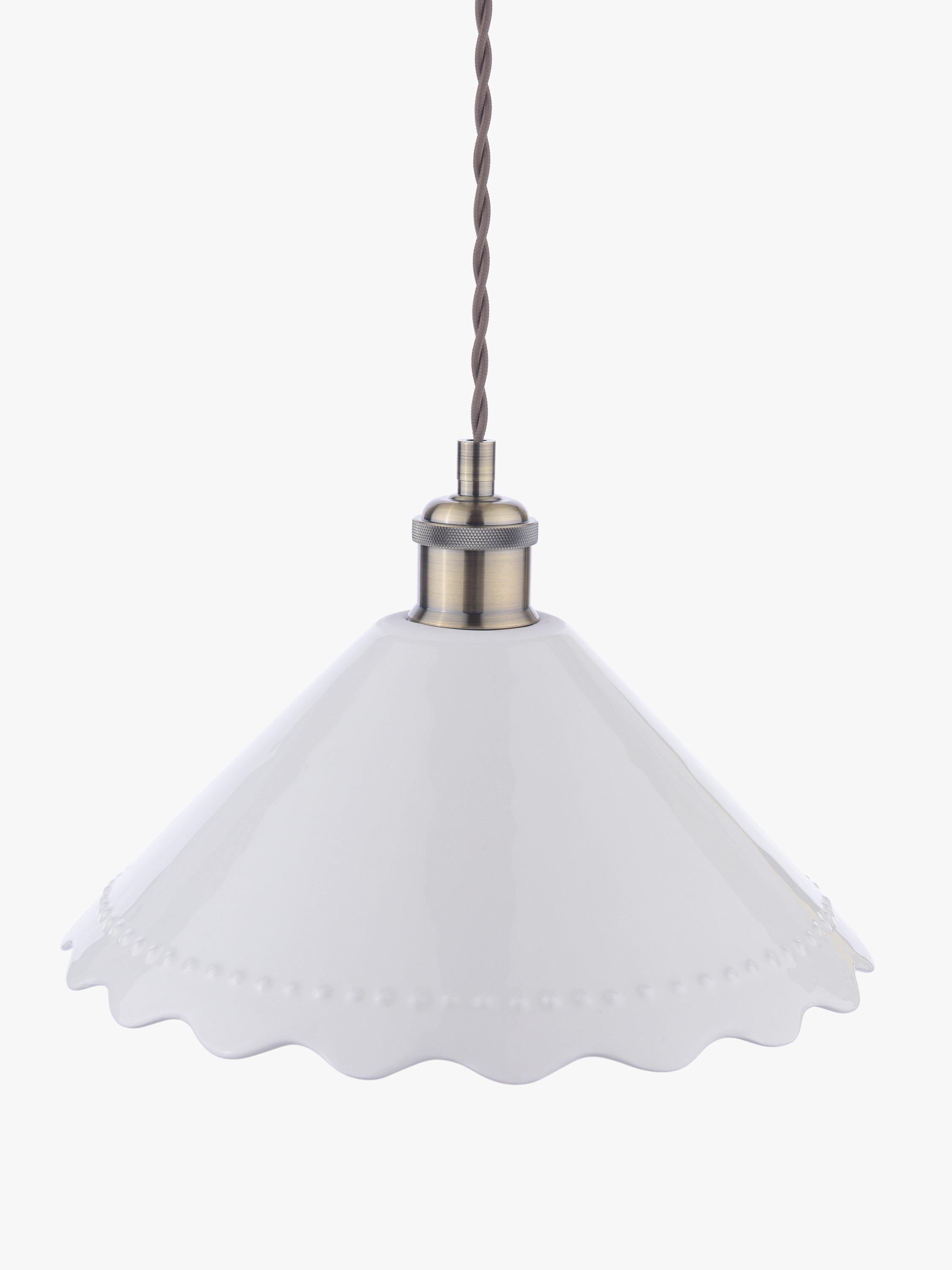 Laura Ashley pendant ceiling light white scalloped ceramic shade 29cm - British product