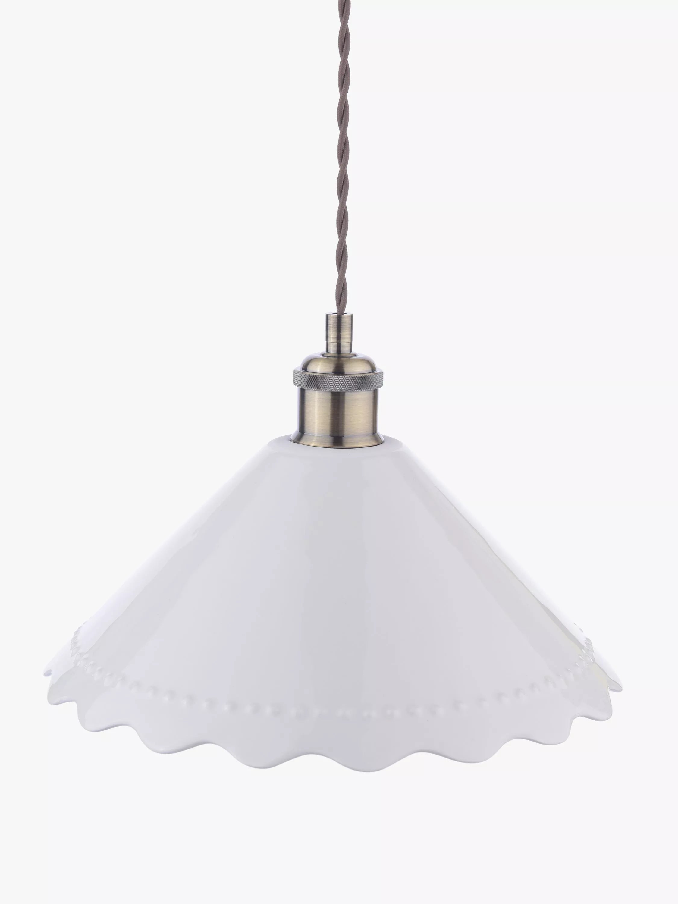 Laura Ashley pendant ceiling light white scalloped ceramic shade 29cm - British product